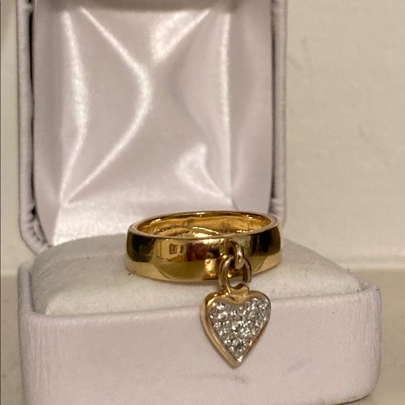 18KYellow Gold Plated Heart CZ Ring - Picture 1 of 8